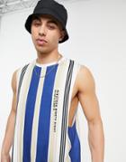 River Island Prolific Stripe Tank Top In Navy