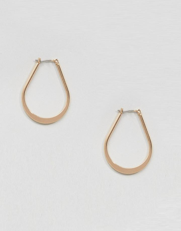 Asos Flat Oval Hoop Earrings - Gold