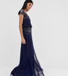 Amelia Rose Tall Baroque Embellished Cap Sleeve Maxi Dress In Navy
