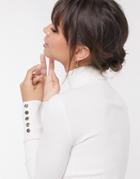 Asos Design Gold Button Cuff Roll Neck-cream