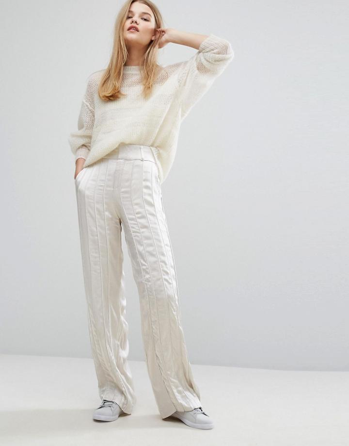 Gestuz Tessa Wide Leg Satin Pants - Cream