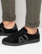 Armani Jeans Suede Logo Sneakers - Black