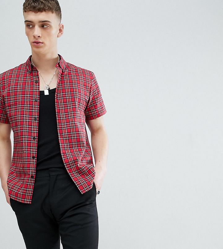 Reclaimed Vintage Inspired Shirt In Plaid Check - Red