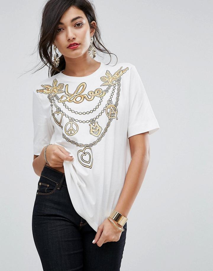 Love Moschino Bling Bling Print T-shirt - White