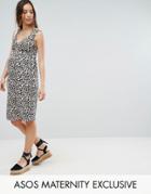 Asos Maternity Twist Strap Dress In Leopard Print - Multi