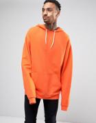 Asos Oversized Longline Hoodie In Orange With Super Long Sleeves - Ora