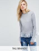 Kubban Tall Ruffle Detail Sweatshirt - Gray