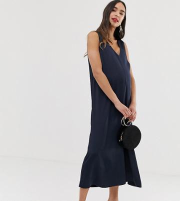 Blume Maternity Relaxed Satin Jumpsuit In Navy