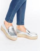 Asos Jio Chunky Loafer Espadrilles - Silver