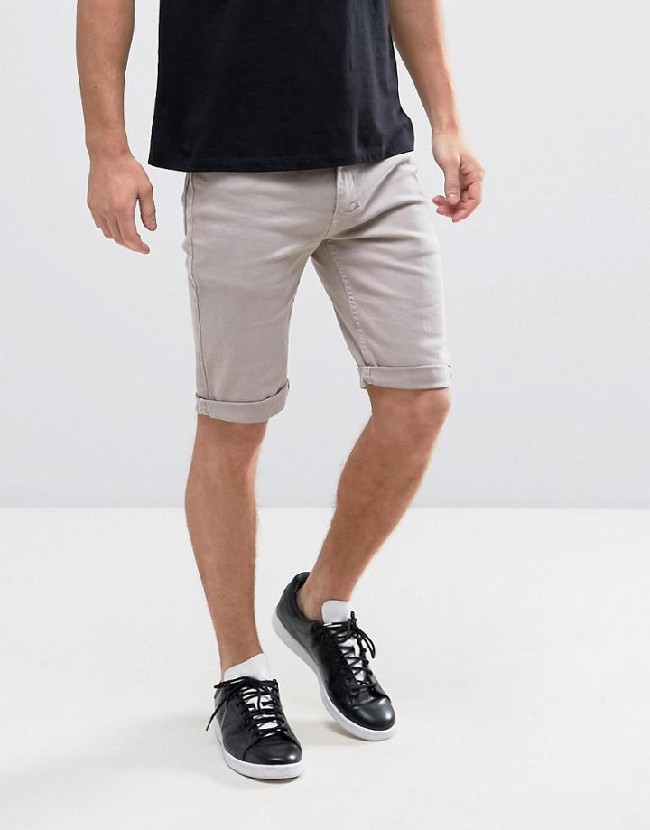 Religion Skinny Denim Short With Turn Up - Pink