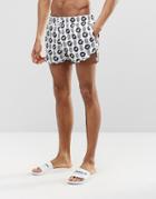 Abuze London Short Swim Shorts In Iconic Monogram Print - White