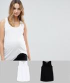 Asos Maternity The Ultimate Tank Top In Long Line 2 Pack - Black