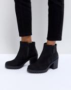 Vagabond Grace Black Leather Ankle Boots With Zip - Black
