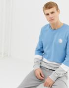 Burton Menswear Sweatshirt With Chest Print In Blue - Blue