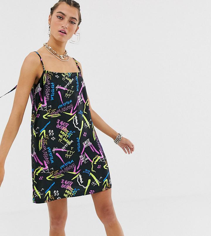 Collusion Statement Print Cami Dress - Black