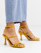 Asos Design Hailee Mid-heeled Sandals In Mustard-yellow