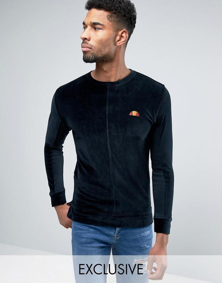 Ellesse Velour Sweatshirt With Small Logo - Black