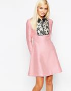 Sister Jane Electric Lily Dress With Jaquard Panel - Pale Pink