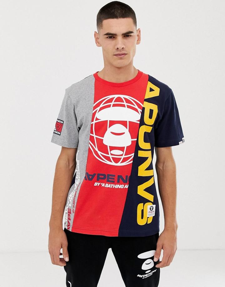 Aape By A Bathing Ape Hip Hop T-shirt With Logo Panels - Navy