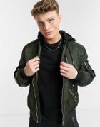 River Island Bomber In Khaki-green