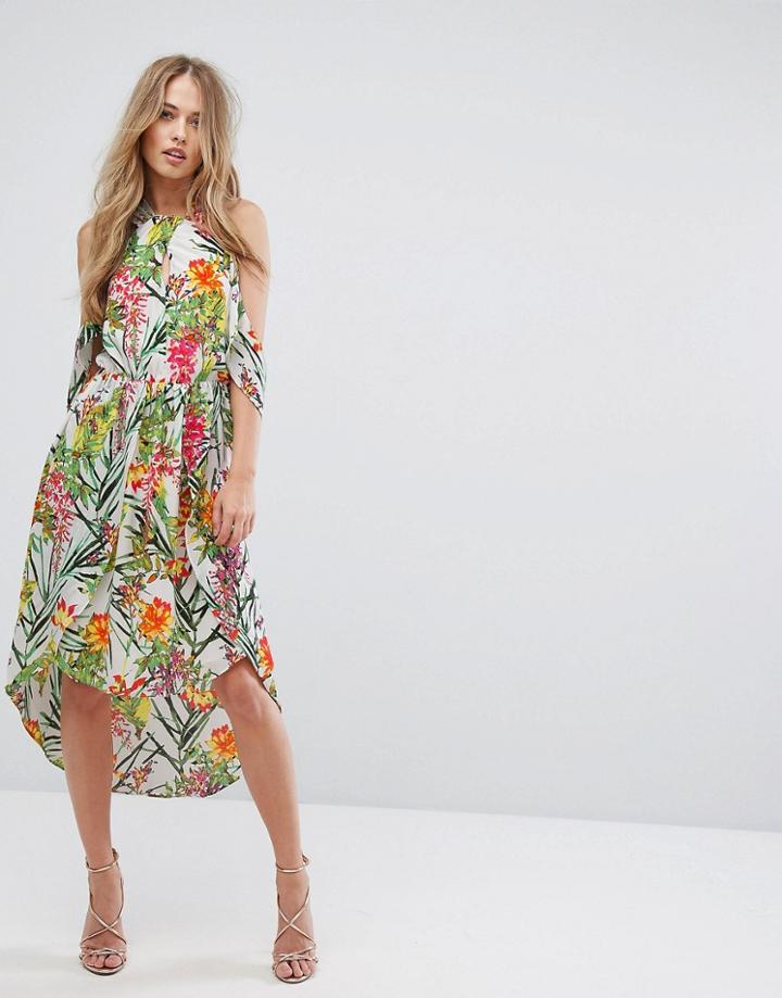 Adelyn Rae Lianna Hi-low Printed Cold Shoulder Dress - Multi