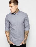 Asos Shirt In Twill With Long Sleeves - Gray Marl