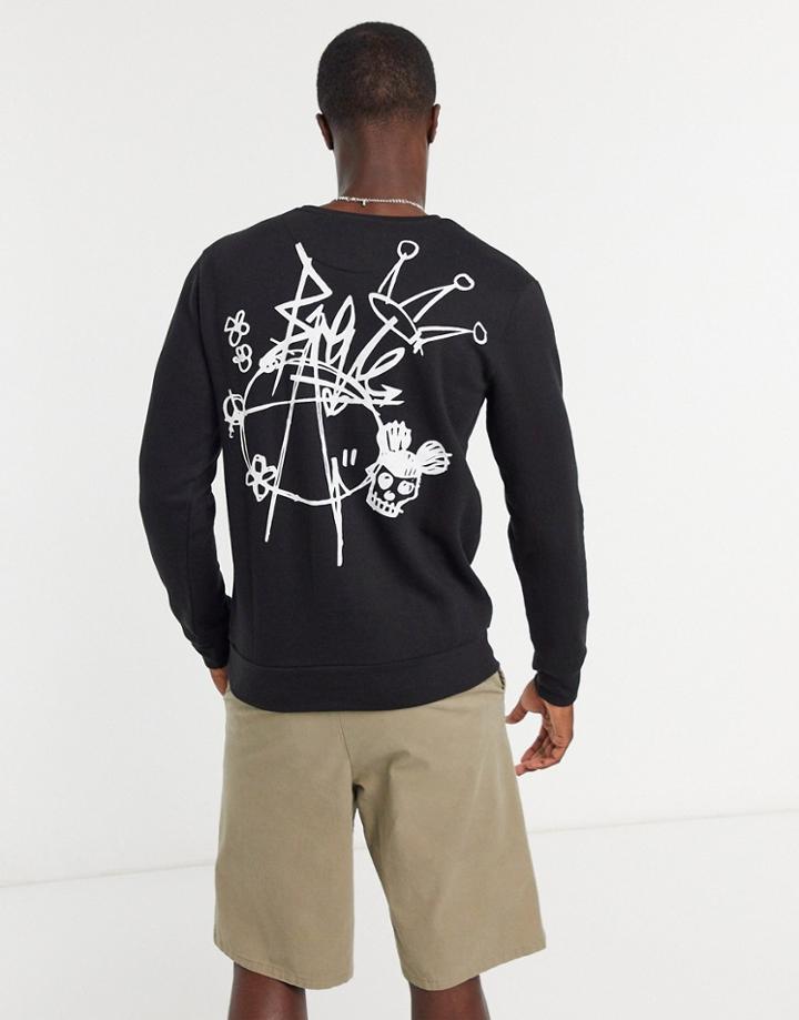 Le Breve Slogan Back Print Sweatshirt In Black