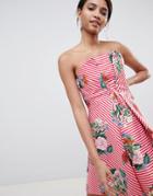 Keepsake Structured Mini Dress In Stripe And Floral Print - Multi