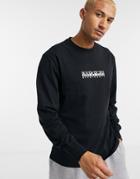 Napapijri Box Logo Long Sleeve T-shirt In Black