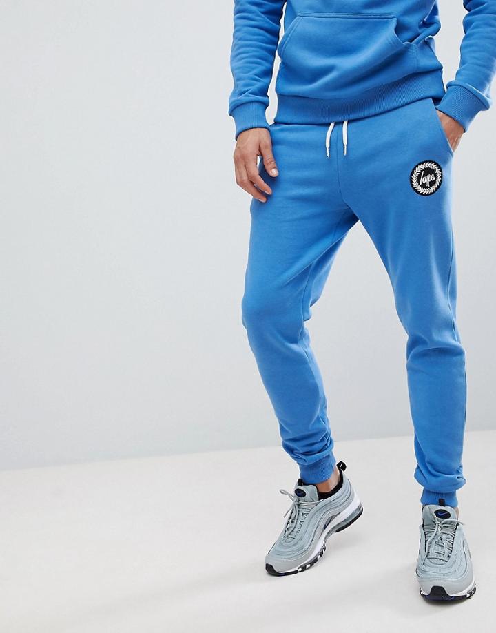 Hype Skinny Logo Joggers In Blue - Blue