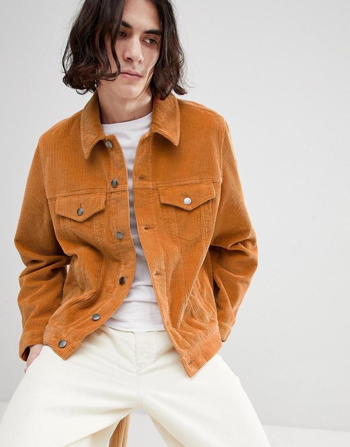 Asos Design Cord Western Jacket In Mustard - Yellow