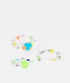 Asos Design 3 Pack Joyful Beaded Ring Set In Multicolor