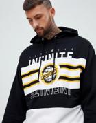 Asos Design Oversized Hoodie With Text Print In Black - Black