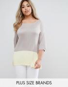 Junarose Color Blocked Knitted Sweater - Gray