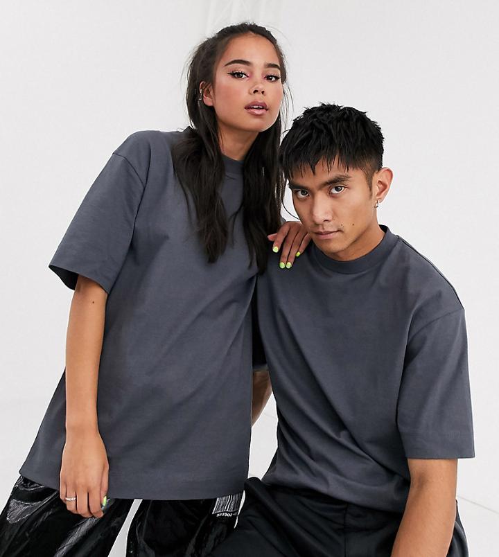 Collusion Unisex T-shirt In Charcoal-gray