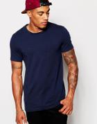 Asos Fitted Fit T-shirt With Crew Neck And Stretch - Navy
