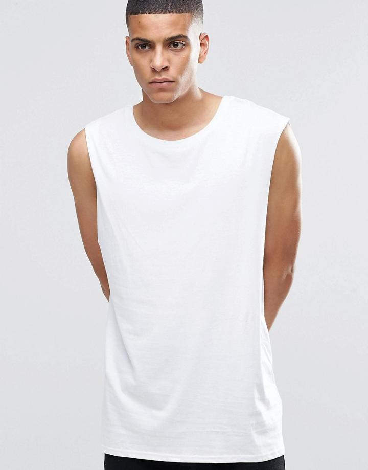 Brave Soul Cap Sleeve Long Line Tank - White