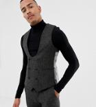 Twisted Tailor Super Skinny Suit Vest In Charcoal Donegal Tweed - Gray