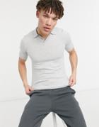 Asos Design Knitted Muscle Fit Polo Neck T-shirt In Gray-grey