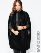 Asos Curve Cape Coat With Raglan Sleeve - Black