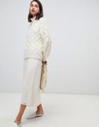 Mango Satin Wrap Front Midi Skirt In Camel - Brown