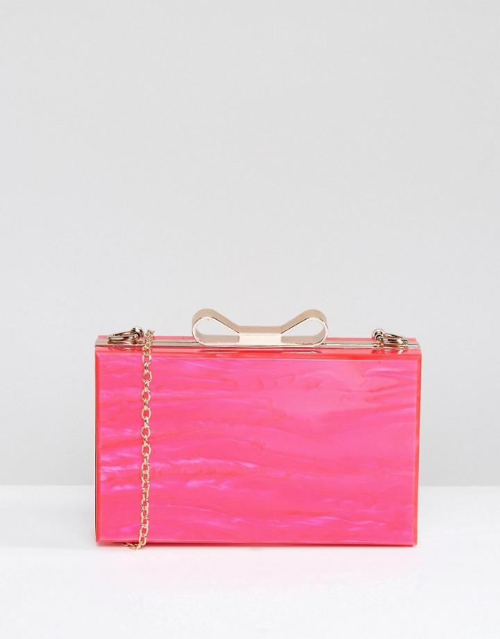 Liquorish Pink Hard Clutch Bag - Pink