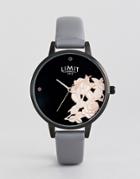 Limit Lace Detail Faux Leather Watch In Gray - Pink