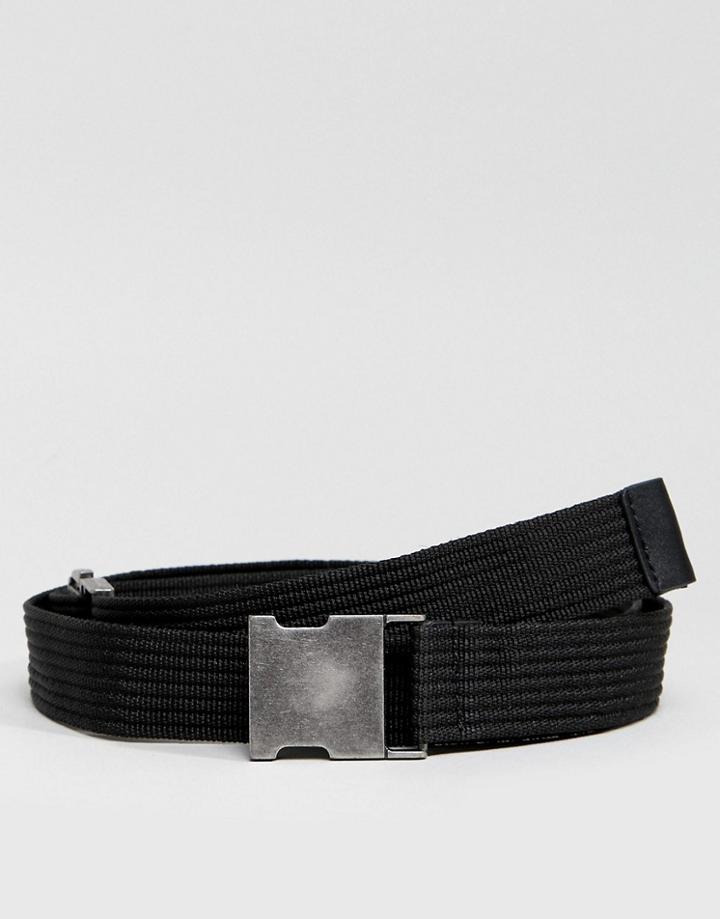 Asos Slim Woven Belt In Black With Clip Fastening Buckle - Black