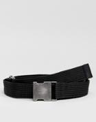 Asos Slim Woven Belt In Black With Clip Fastening Buckle - Black