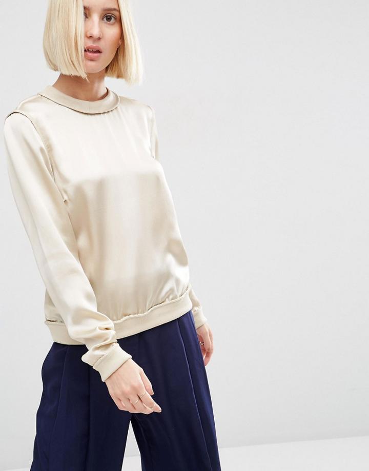 Asos White Reversible Silk Sweat Top - Champagne