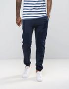 Asos Skinny Joggers With In Polytricot With Woven Panels In Navy - Blue