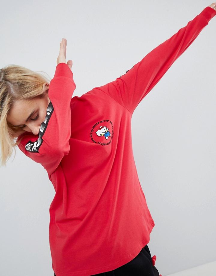 Hello Kitty X Asos Long Sleeve Skater T-shirt With Print Detail - Red