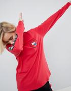 Hello Kitty X Asos Long Sleeve Skater T-shirt With Print Detail - Red