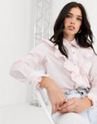 River Island Frilled Shirt In Pink